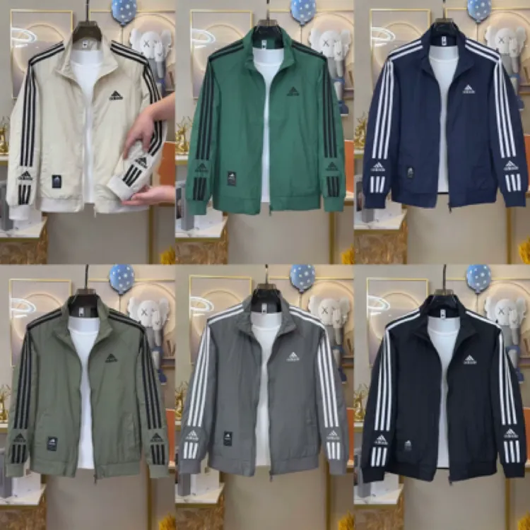 春季刺绣拉链原色立领长袖夹克上衣百搭情侣户外夏季男装时尚6603