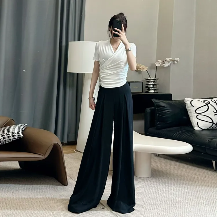 垂感西装裤女宽松高腰坠感春夏薄款西裤休闲裤子裙裤拖地长裤8721