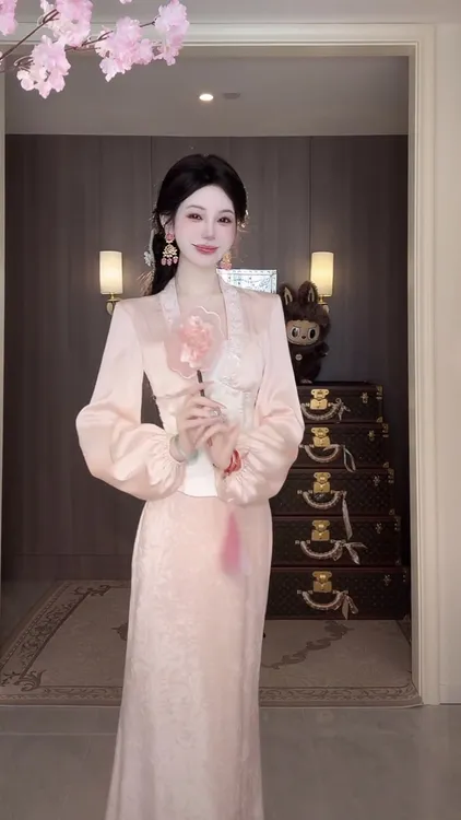 【雅乔定制】杨妃香梦 流光银丝立体绣花雪纺上衣DYHH-25082010