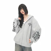 MEVSME拉链印花开衫连帽卫衣情侣休闲拉链帽衫男女百搭外套