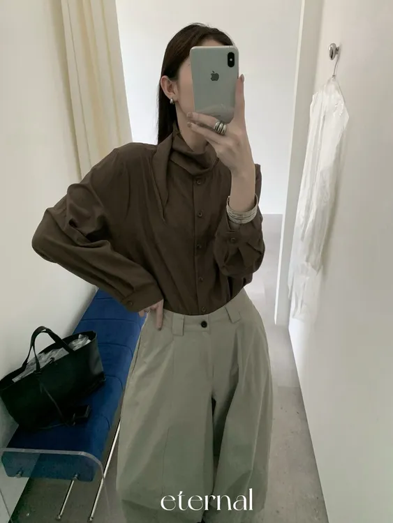 秋季首新绑带设计显瘦松弛感上衣小衫  