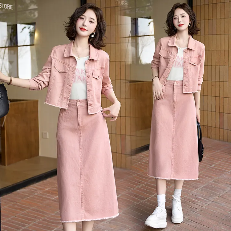 休闲牛仔女装套装裙2025春秋新款气质小香风搭配一整套搭配三件套