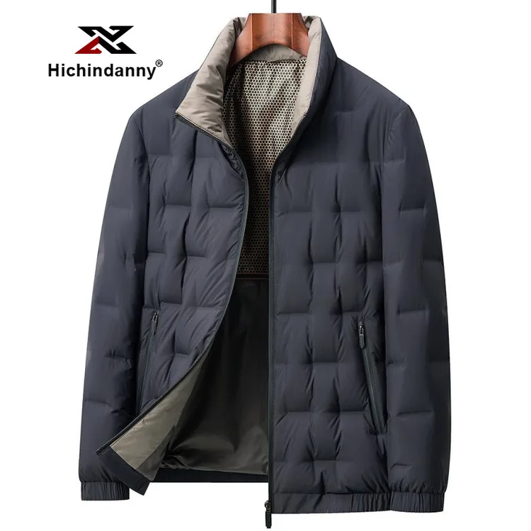 HICHIN轻薄运动羽绒服男士短款冬季休闲立领鸭绒保暖无帽冬装外套