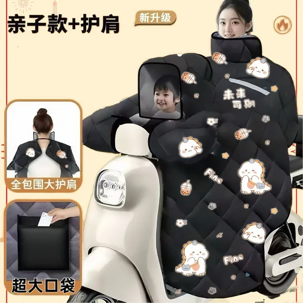 亲子挡风电动车冬季加绒加厚电瓶车加大摩托车防风防水四季通用