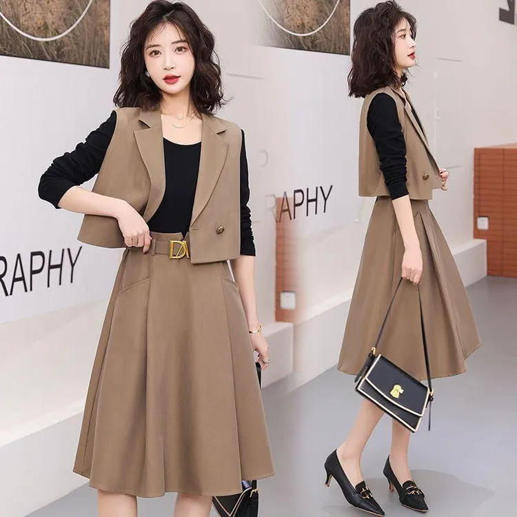 小香风通勤气质职业套装女2024秋季新款慵懒风高档马甲坎肩两件套