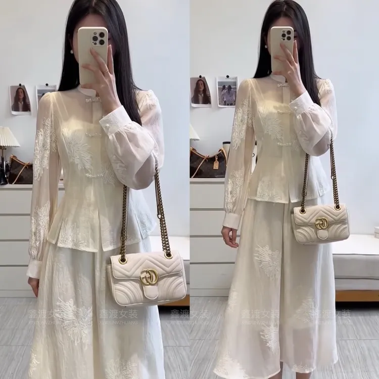 2025春夏新款时尚显瘦气质女士网红洋气两件套百搭款D5222