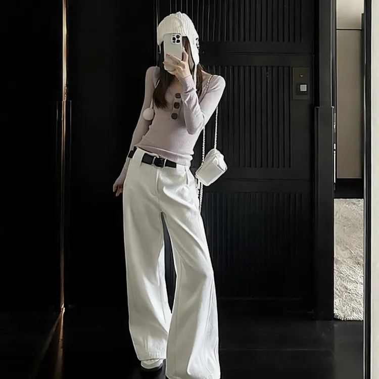 2025秋冬韩版新款纽扣设计∪领打底衫女修身显瘦百搭套头上衣7133