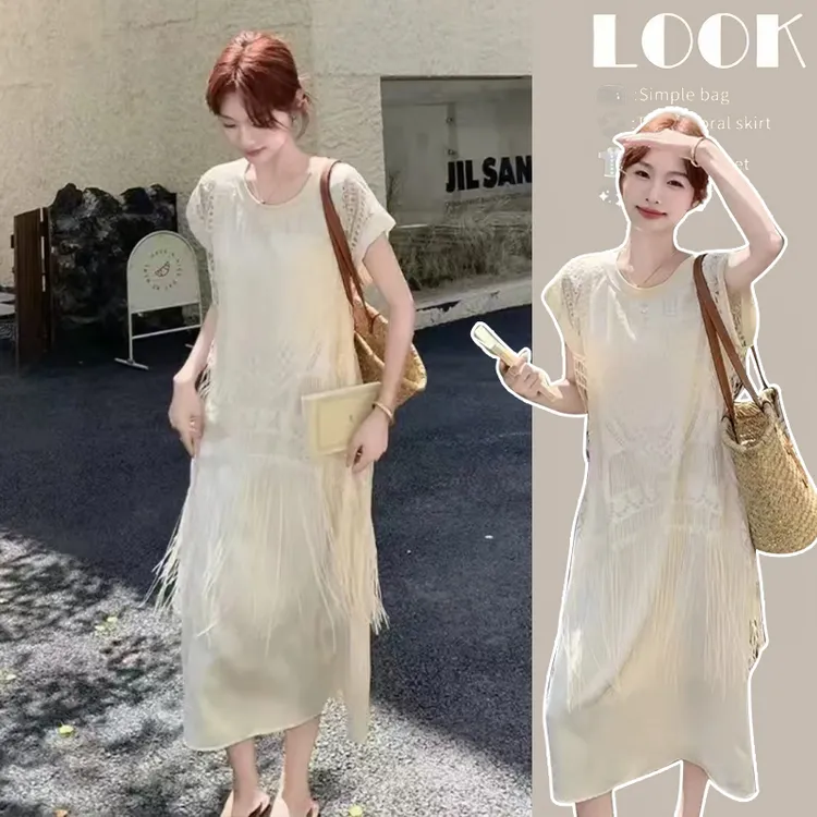 孕妇装夏装2025新款夏季连衣裙休闲时尚宽松简约外穿中长款裙子女