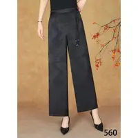 560夏季高腰气质国风垂感阔腿裤