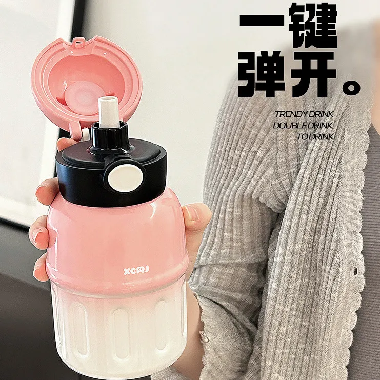 保温杯可爱防摔卡通316不锈钢家用加厚大容量儿童学生吸管水杯