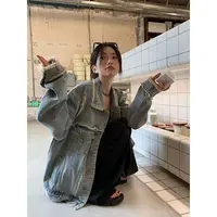 【小巧定制】XQ2612秋季新款小众宽松百搭重工艺牛仔外套大码女装