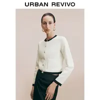 【HOT】UR2025秋季新款女装气质双口袋撞色针织开衫UWM950077