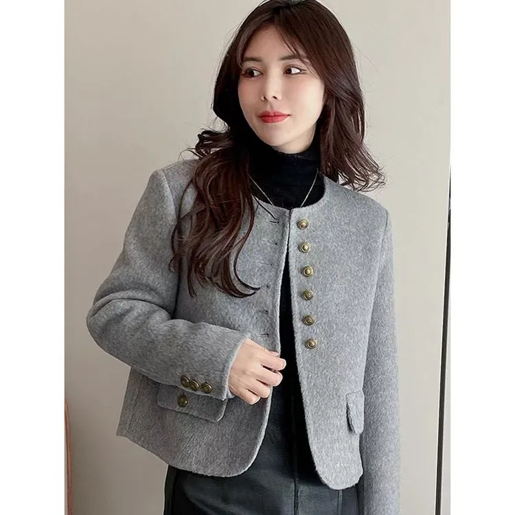 秋冬新款双面毛呢短大衣女高级感气质百搭洋气外套小个子毛呢外套