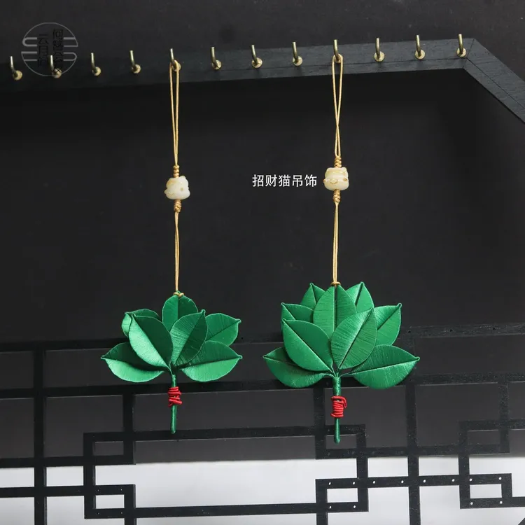 柚叶缠花挂件diy材料包手工制作车挂平安吉祥绳挂坠赠送视频教程