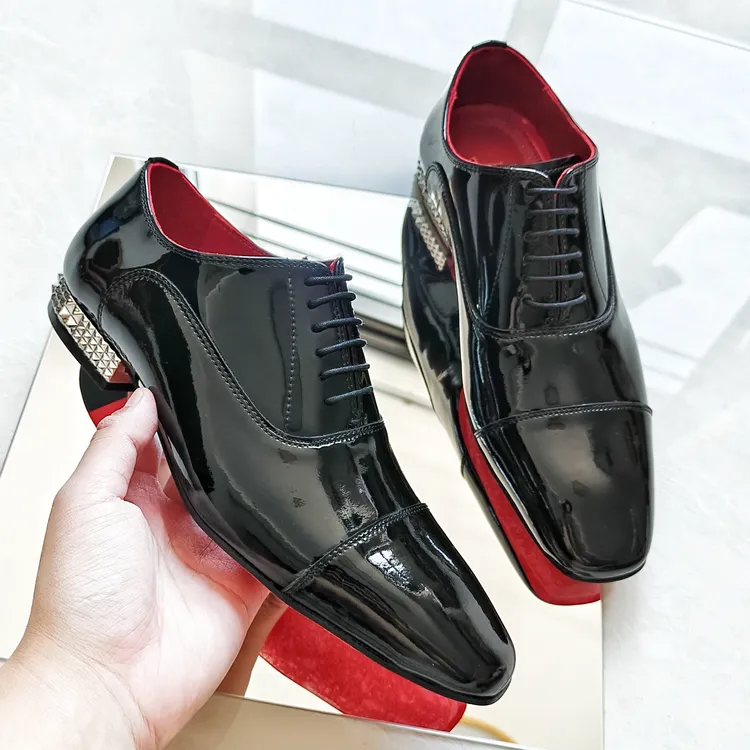 欧洲站高定cl同款三接头漆皮正装德比鞋结婚红毯秀真皮亮面皮鞋男