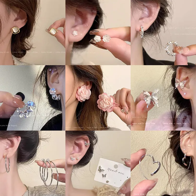 铜合金耳饰 韩版韩式自然通勤少女风耳钉日系少女超仙时尚