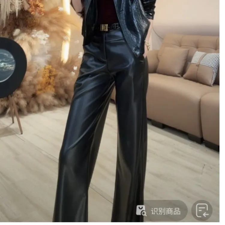 【YING FASHION】莹老板-时尚气质百搭金扣皮裤 8020838 548