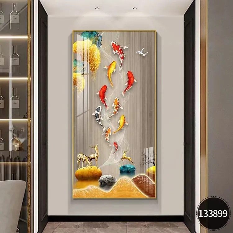 轻奢风格新古典简约九鱼聚福客厅卧室书房玄关阳台餐厅浴室商用场