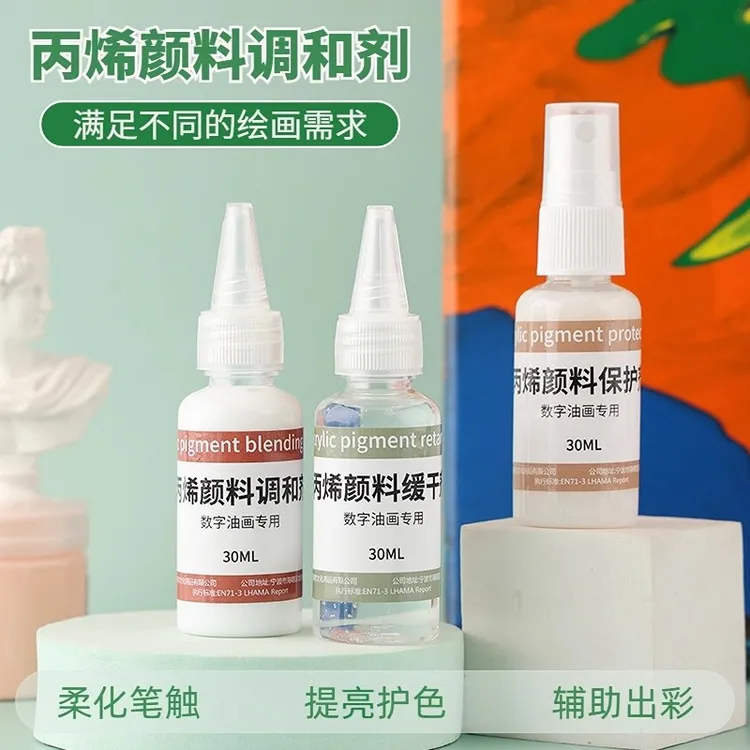 【增亮保护】丙烯调和液保护缓干剂增加光泽亮度数字油画专业媒介剂