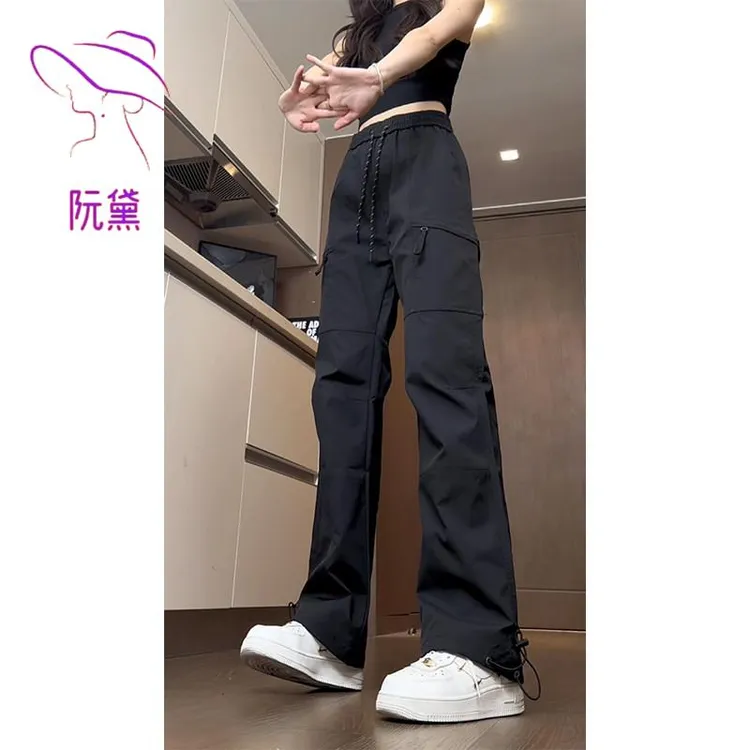 阮黛工装裤女士2025新款夏季速干登山冲锋裤宽松大码胖mm休闲长裤