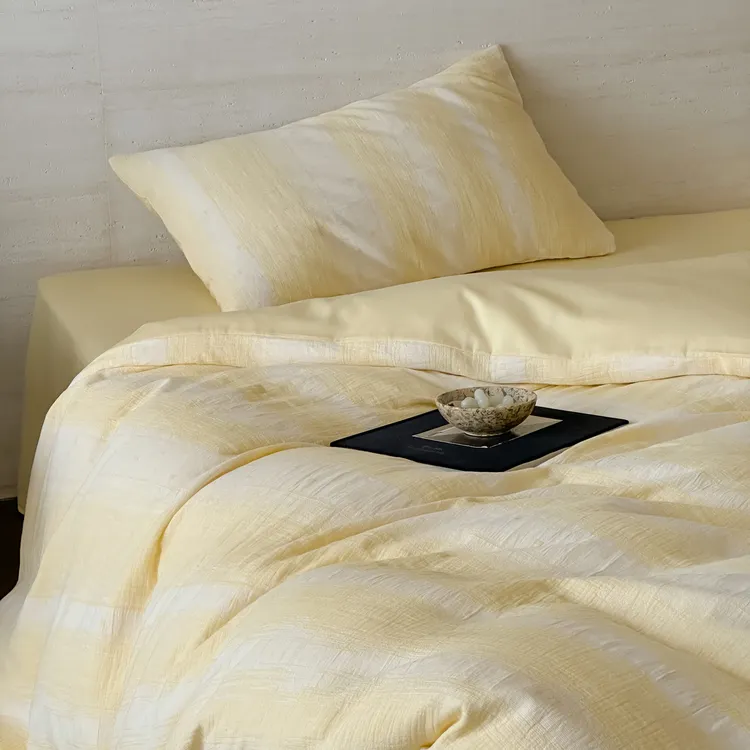 全棉三层纱床上四件套2025新款轻奢高级感纯棉被套学生宿舍三件套