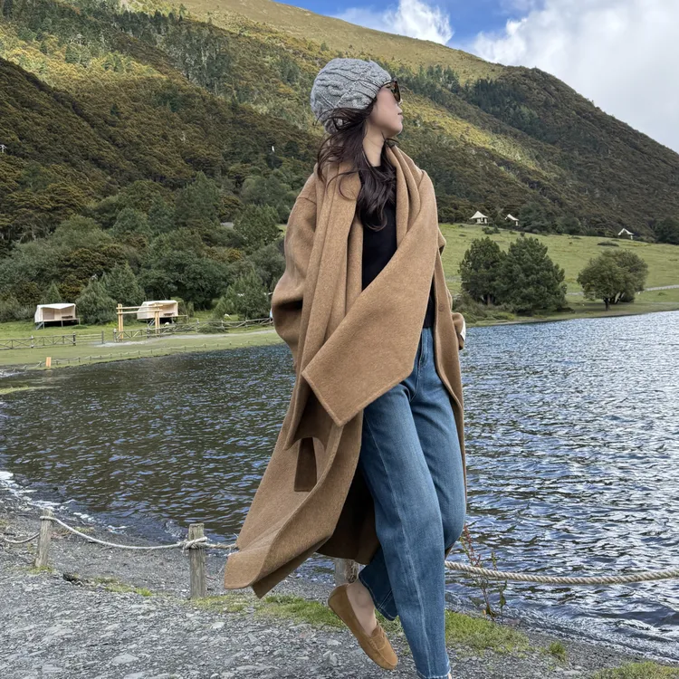 【梨花服饰】长款围巾大衣