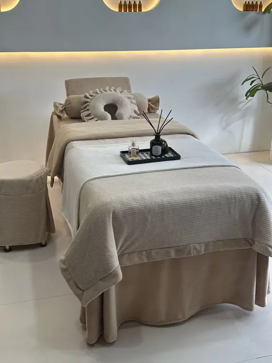 秋冬美容床罩加厚澳绒四件套轻奢高档洗头床罩美容院冬季床罩保护