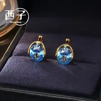西子饰品镀18K金【蓝星之泪小耳扣】30岁-50岁上档次耳环轻奢气质款