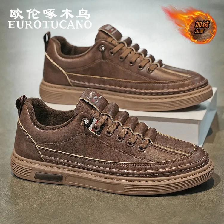 欧伦啄木鸟EUROTUCANO男鞋冬季加绒保暖休闲棉鞋男士时尚运动皮鞋