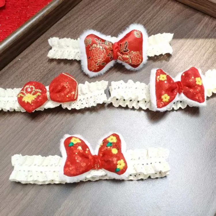 2025中国风中式汉服婴儿发带 宝宝蝴蝶结花朵幼儿发带头饰品发饰