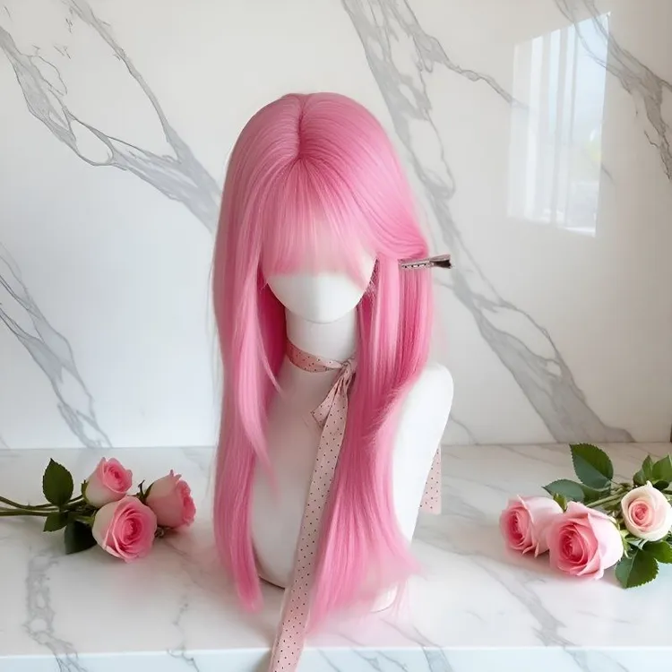 女樱花粉色假发自然逼真lolita时尚网红仿真百搭日常整顶全头套