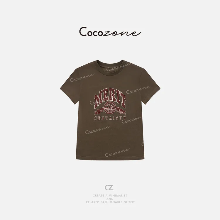 COCO ZONE 刘一一“City Walk”长绒棉混纺美式复古T恤 CD2A1503