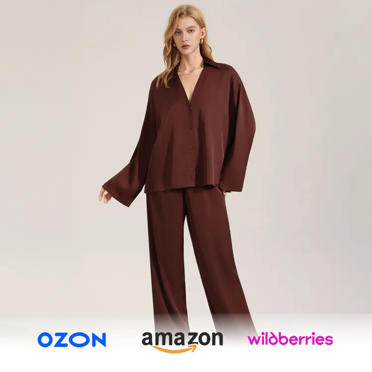 睡衣缎面雪纺WB休闲欧美长袖3783女时尚新品质感家居服套装秋