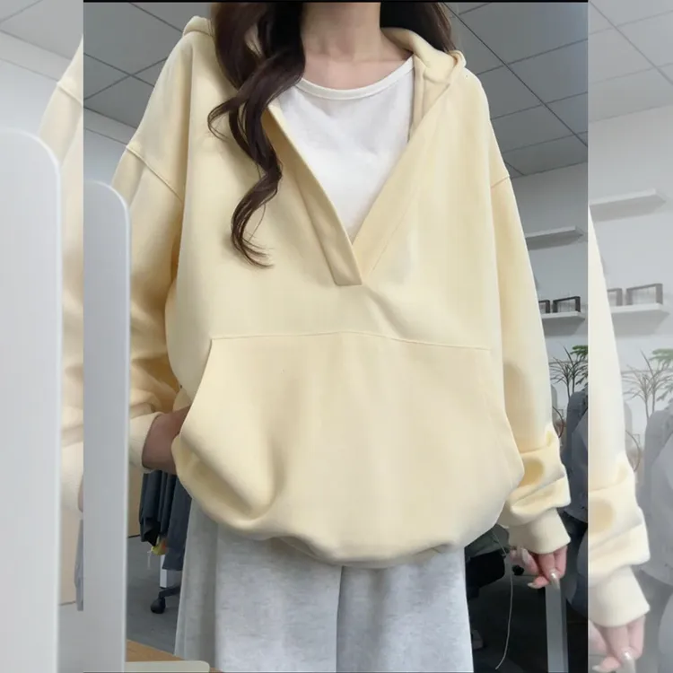 巨好看的早秋连帽卫衣女款2025新款宽松慵懒风独特超好看单穿上衣