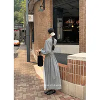 DH OFFICIAL 大花【波卡尔小姐Miss】欧若风显瘦格纹裙子蕾丝连衣裙