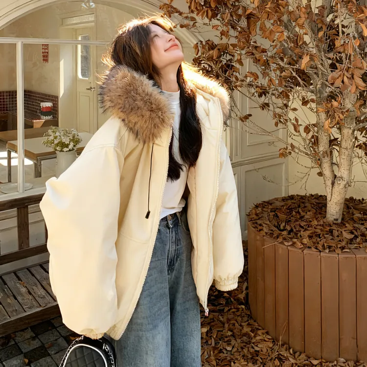 2025流行新款休闲90白嘎服2504棉服棉衣学院宽松韩系气质百搭外套