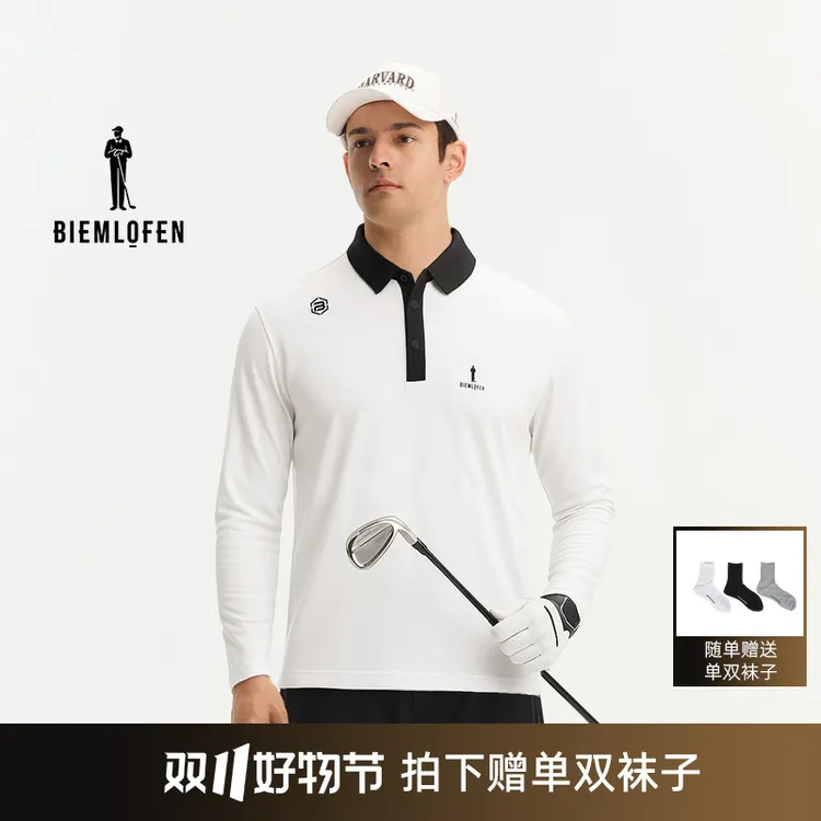 【单向导湿面料】比音勒芬高尔夫2025秋新男士运动休闲长袖POLO衫