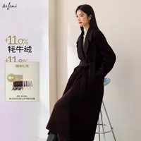 伊芙丽高品质含羊毛真丝散毛染翻领毛呢外套2025冬新1G9970711