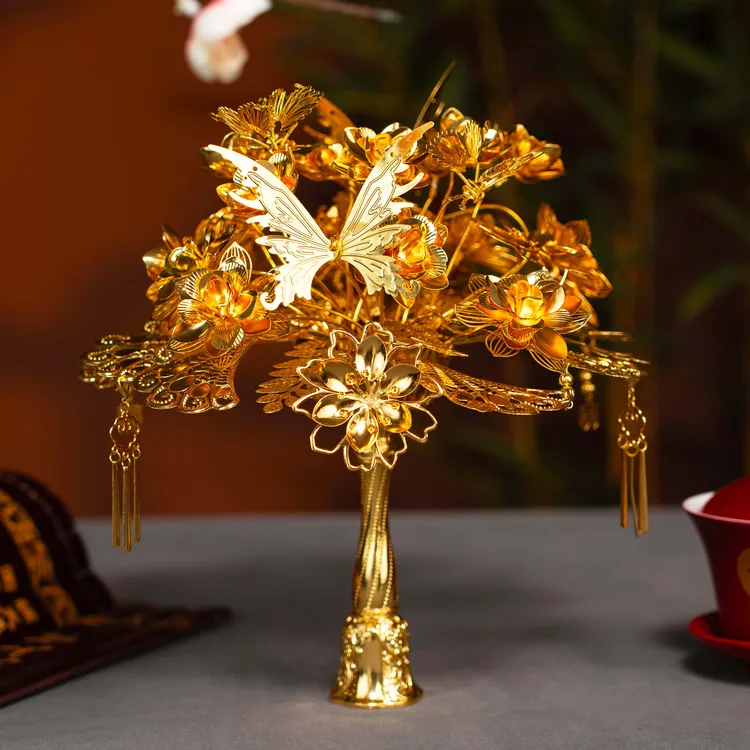 金色手捧花权杖新中式婚礼手持装饰搭配秀禾服必备结婚黄金色新款