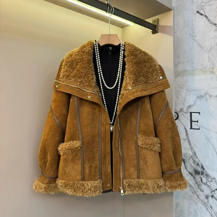 冬季新款2025大码女装胖妹妹大翻领加厚保暖宽松显瘦外套922