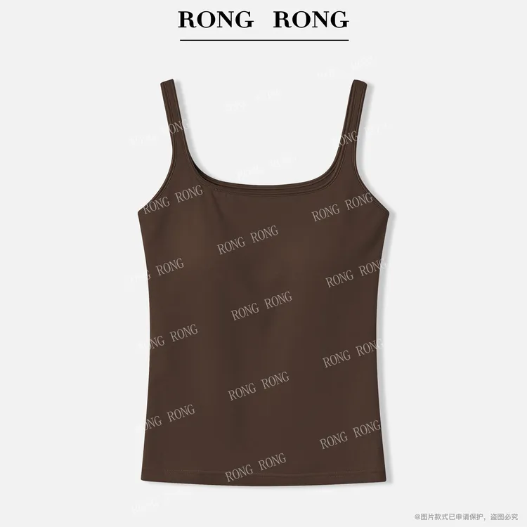 溶溶【3D塑形背心】RONGRONG 里层绵羊毛醋酸无痕一体胸垫背心8518