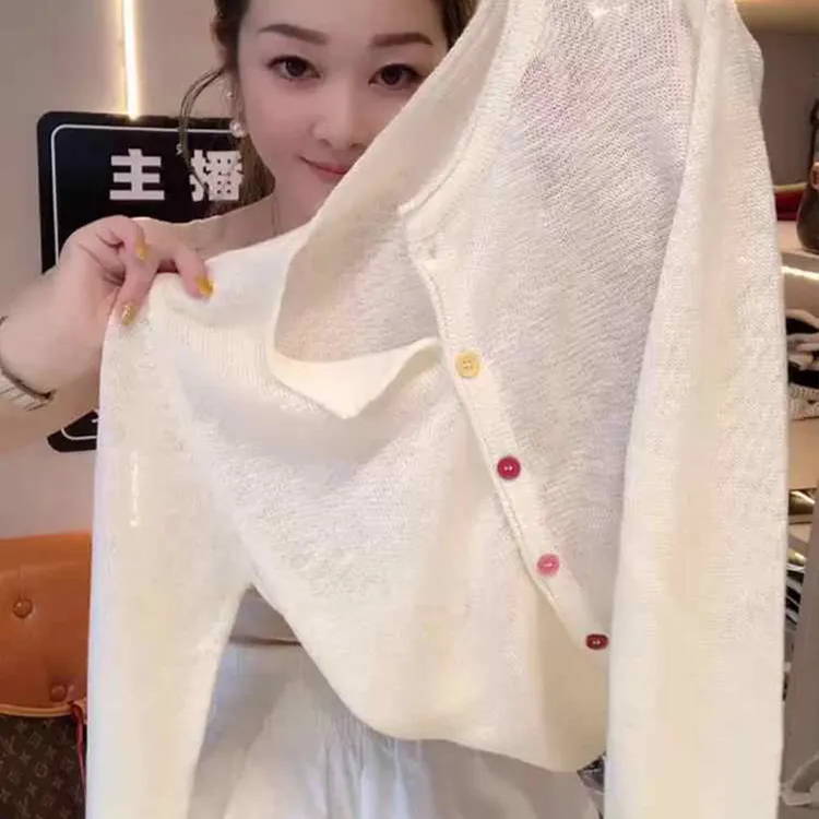 长袖开衫外套女2025夏季新款减龄气质防晒针织上衣爆款透气空调衫