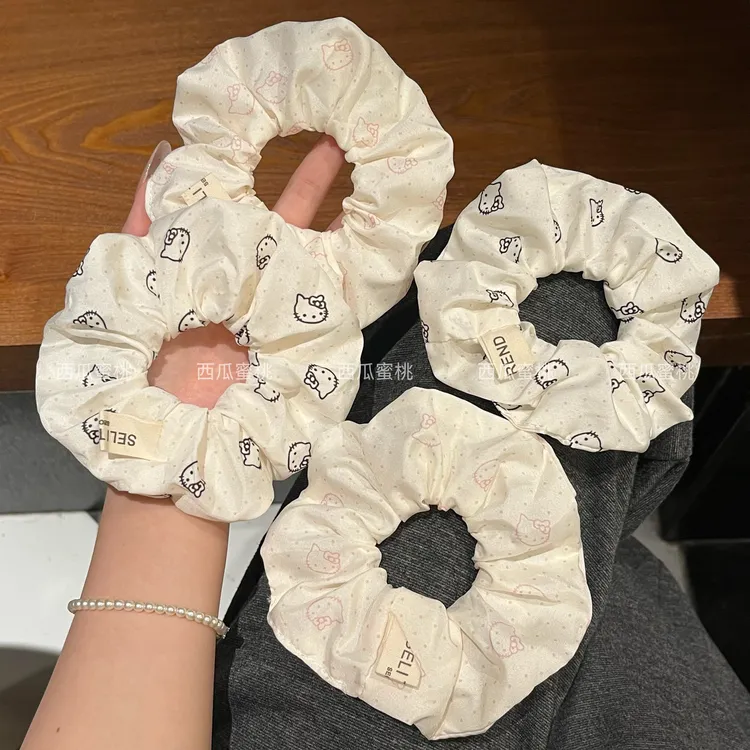 新款韩系喵咪发圈甜美可爱马尾气质大肠头绳简约设计少女发饰发绳