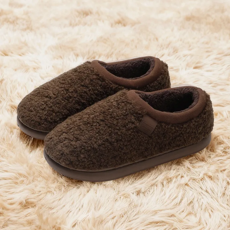 如沐丽加绒加厚棉拖鞋女款爆款泰迪绒材质防滑保暖冬季包跟棉鞋