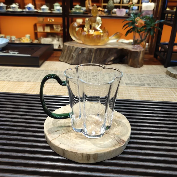 花口小把杯100毫升高档透明家用