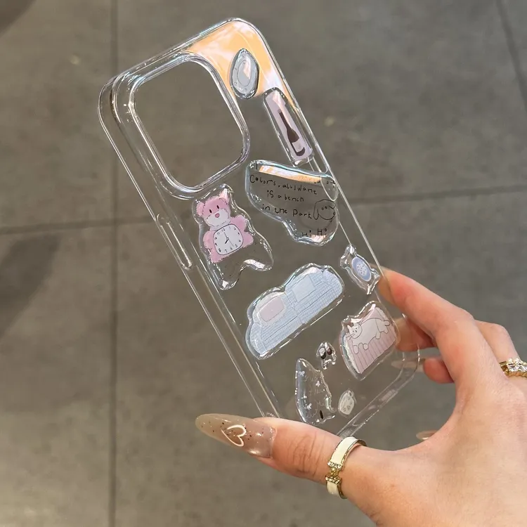 BANCA粉熊DIY贴纸适用苹果16/15promax手机壳华为P70vivo小米oppo