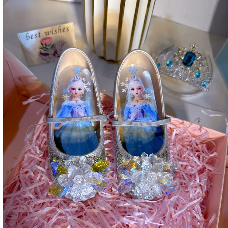 爱莎公主鞋小女孩儿童单鞋春季软底桃心公主鞋2025春秋公主单鞋