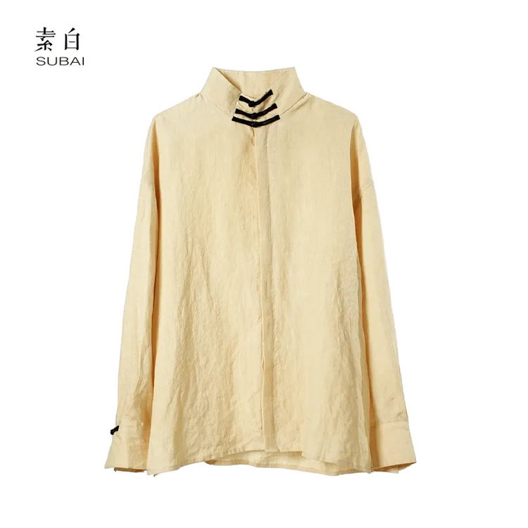 素白新中式【秋稞漫野】M01758复古潮流百搭通勤盘扣上衣