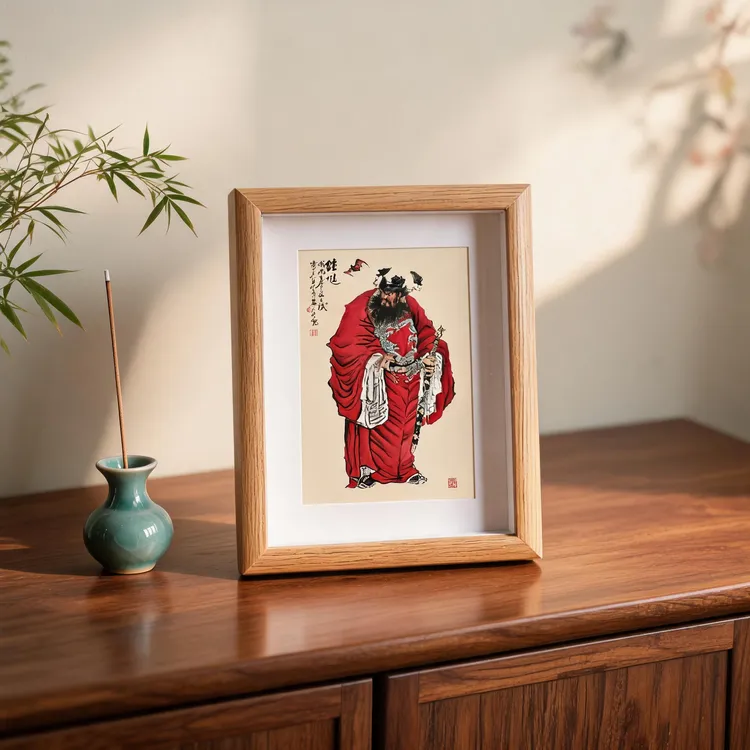 天师钟馗画像相框摆台纪念礼物创意相框摆件玻璃客厅装饰画新款