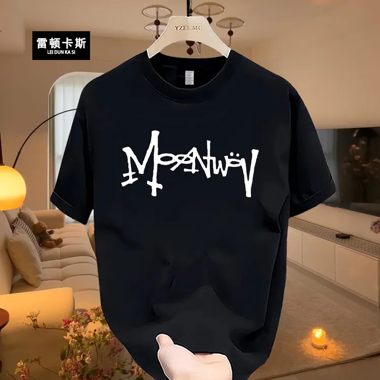 雷顿卡斯美式痞帅重磅短袖T恤青年男女百搭款夏季ins潮牌圆领上衣